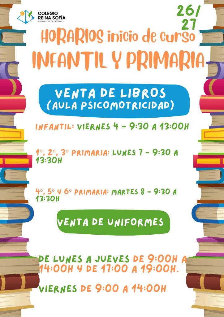 Horarios inicio de curso INFANTIL Y PRIMARIA 2026/2027